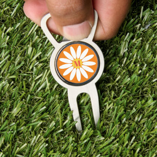 Orange Daisy with initial Divot Tool
