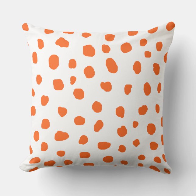 orange dalmatian modern spot dots animal print   throw pillow (Front)