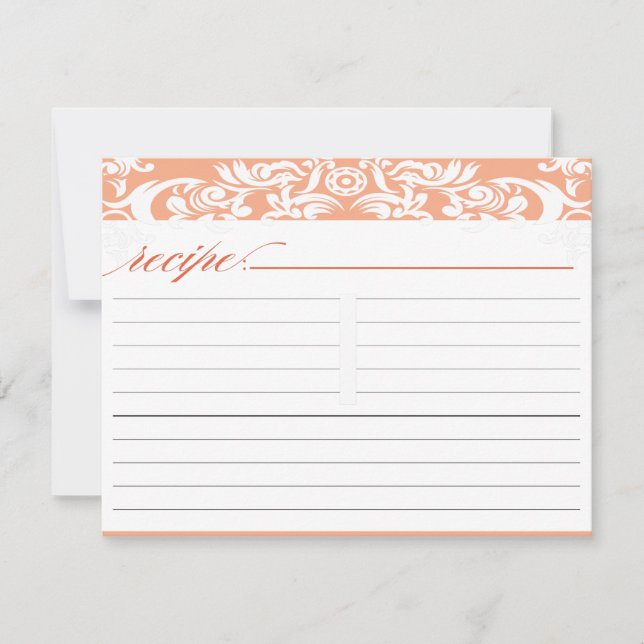 Orange Damask Bridal Shower Recipe Card (Front)