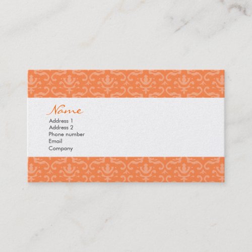Orange Damask Business Cards
