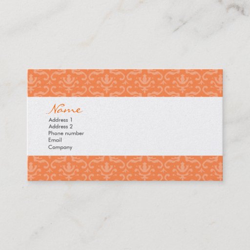 Customizable Orange Damask Business Cards
