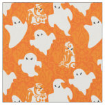 orange damask ghost halloween paranormal fabric