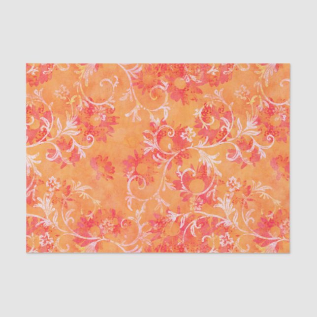 Orange Damask Pattern Tissue Paper (Front)
