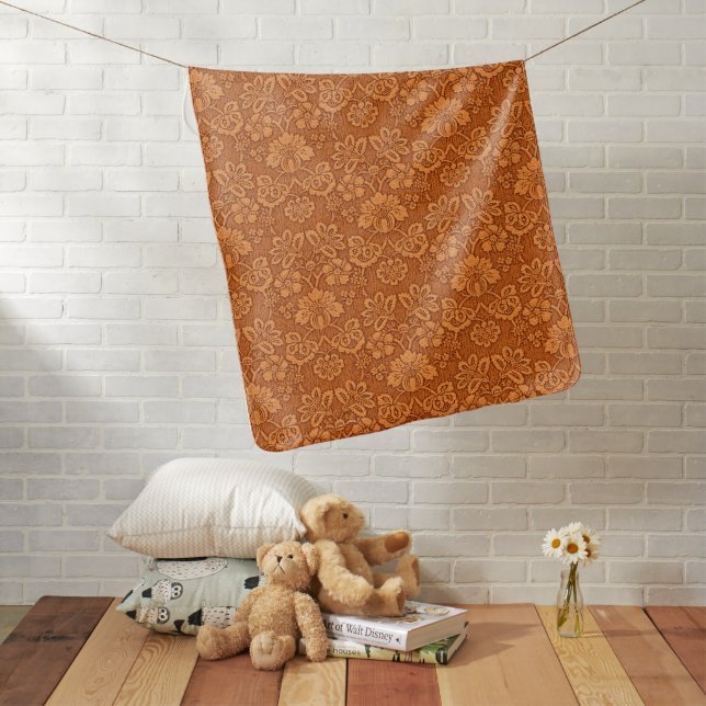 Orange Damask Wallpaper Pattern Baby Blanket (In Situ)