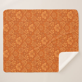 Orange Damask Wallpaper Pattern  Sherpa Blanket