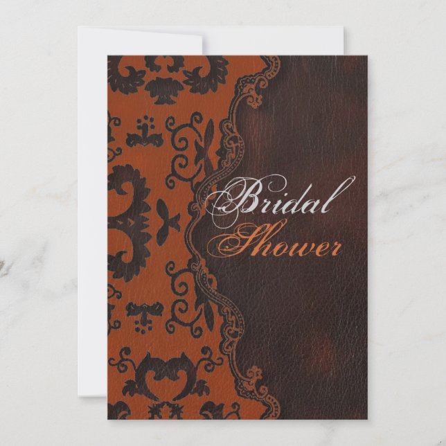 orange Damask Western  vintage Bridal Shower Invitation (Front)