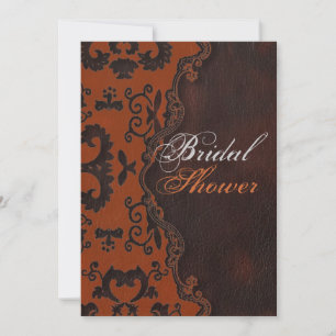 orange Damask Western vintage Bridal Shower Invitation