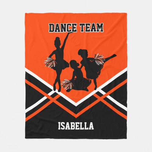 Orange Dance  Cheer Team Kids Fleece Blanket