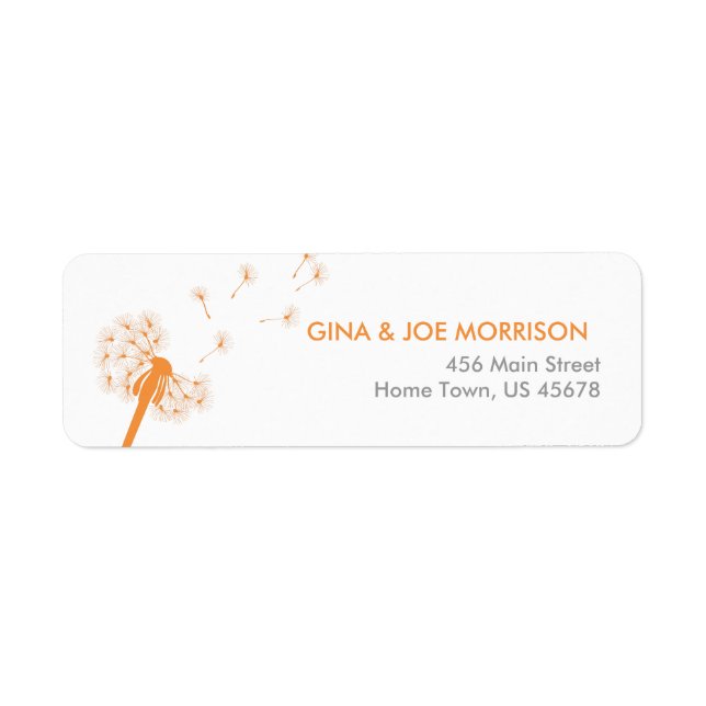 Orange Dandelion Address Return Label (Front)