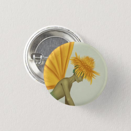 Orange Dandelion Fairy Badge Button