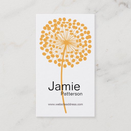 Customizable Orange Dandelion Flower Vertical Business Cards