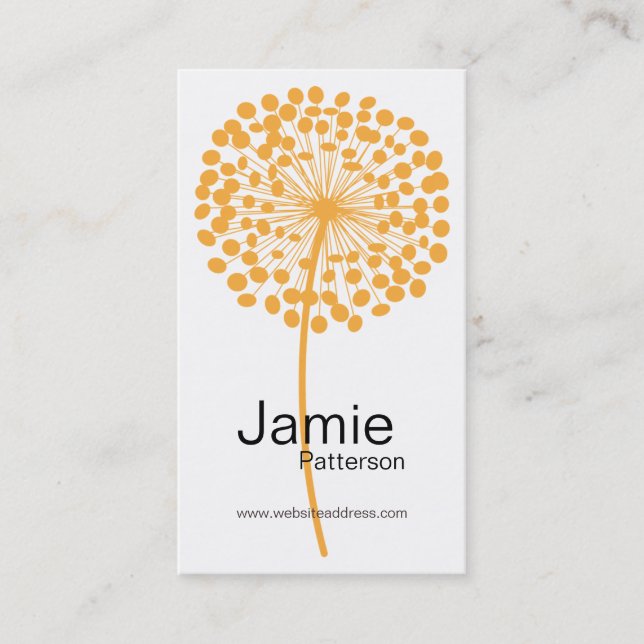 Orange Dandelion Flower Vertical Business Cards (Front)