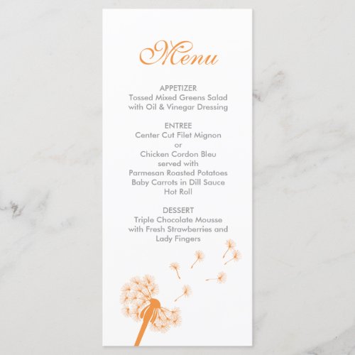 Orange Dandelion Wedding Menu