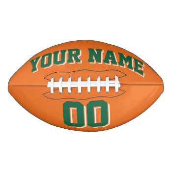 Orange Dark Green And White Custom Football by Custom_Footballs at Zazzle
