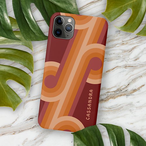 Orange Dark Maroon Red Midcentury Art Pattern iPhone 11 Pro Max Case