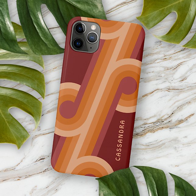 Orange Dark Maroon Red Midcentury Art Pattern iPhone Case (Creator Uploaded)