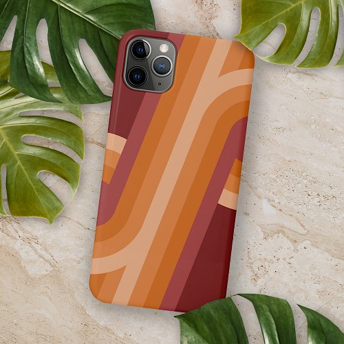 Orange Dark Maroon Red Retro Art Pattern iPhone 11 Pro Max Case