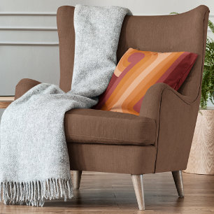 Orange Dark Maroon Red Retro Art Pattern Throw Pillow