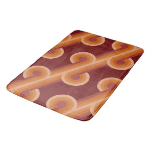 Orange Dark Maroon Red Retro Circles Art Pattern Bath Mat
