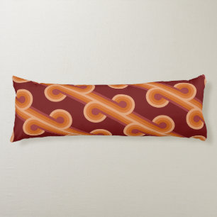 Orange Dark Maroon Red Retro Circles Art Pattern Body Pillow