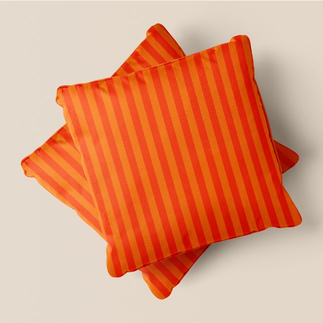 Orange & Dark Orange Stripes Throw Pillow (Orange & Dark Orange Stripes Throw Pillow)