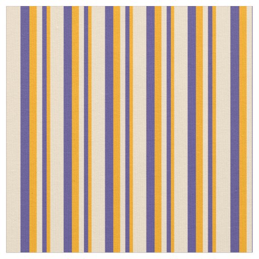 Orange, Dark Slate Blue & Tan Stripes Fabric