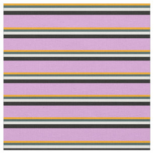 Orange, Dark Slate Gray, White, Black, and Plum Fabric