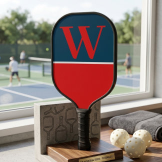 Orange & Dark Teal Blue College Monogram Carbon Fiber Pickleball Paddle