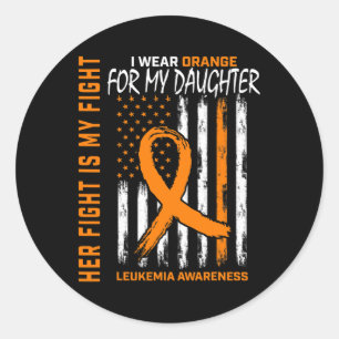 Orange Daughter Leukemia Cancer Awareness American Classic Round Sticker