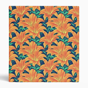 Orange Day Lilies with Green Leaves 3 Ring Binder