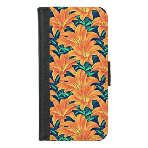 Orange Day Lilies with Green Leaves  iPhone 87 Wallet Case