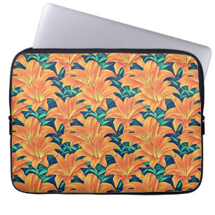 Orange Day Lilies with Green Leaves Laptop Sleeve