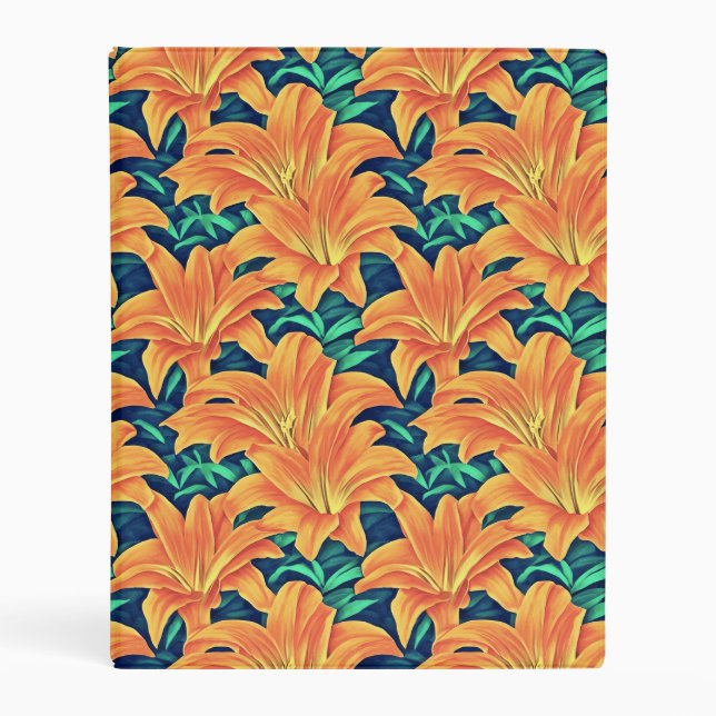 Orange Day Lilies with Green Leaves Mini Binder (Front)