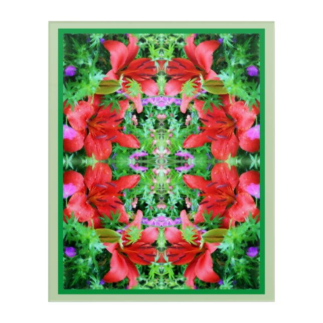 Orange Daylilies Abstract Flower Art Acrylic Print (Front)