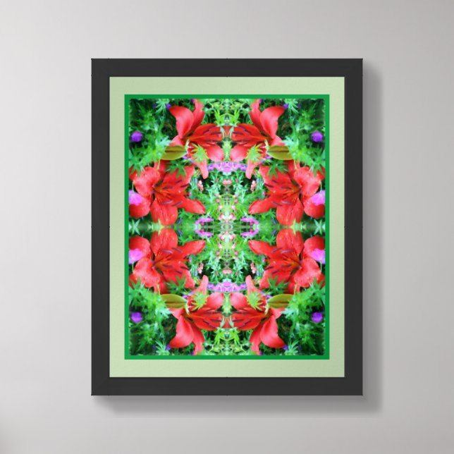 Orange Daylilies Abstract Flower Art   Framed Art (Framed Front)