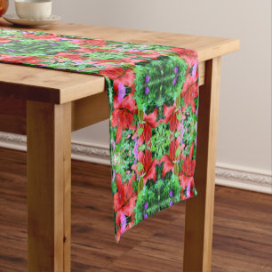 Orange Daylilies Abstract Flower Art Pattern  Short Table Runner