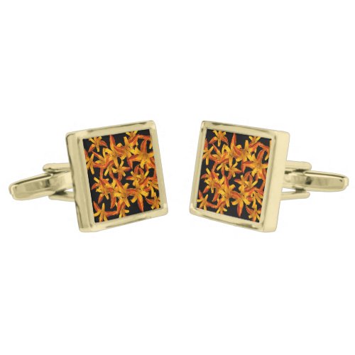 Orange Daylilies Floral Garden Flowers Cufflinks