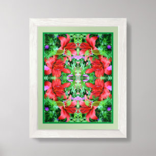 Orange Daylilies Floral Nature Art Framed Art