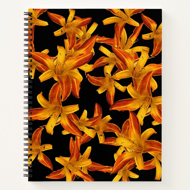 Orange Daylilies Flower Pattern Floral Notebook