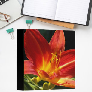 Orange Daylily Bloom Floral 3 Ring Binder