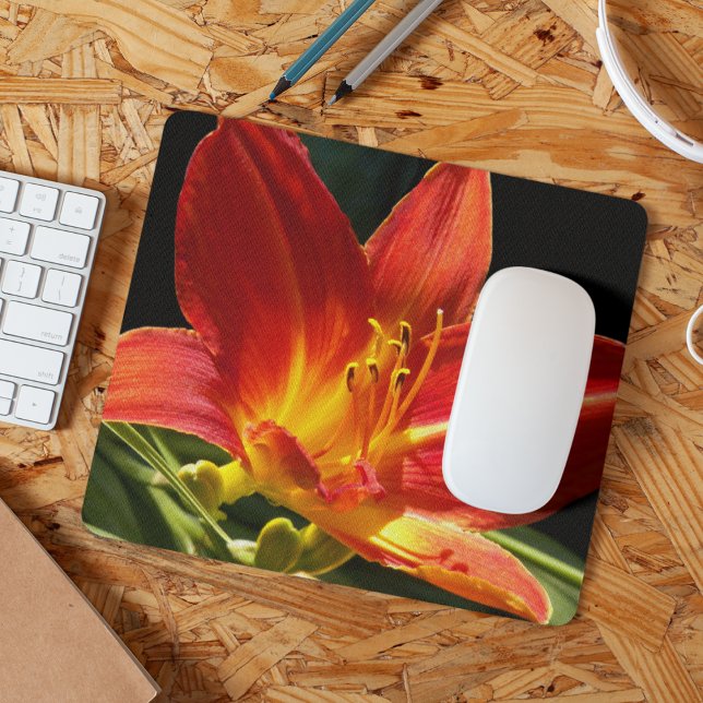 Orange Daylily Bloom Floral Mouse Pad (In Situ)