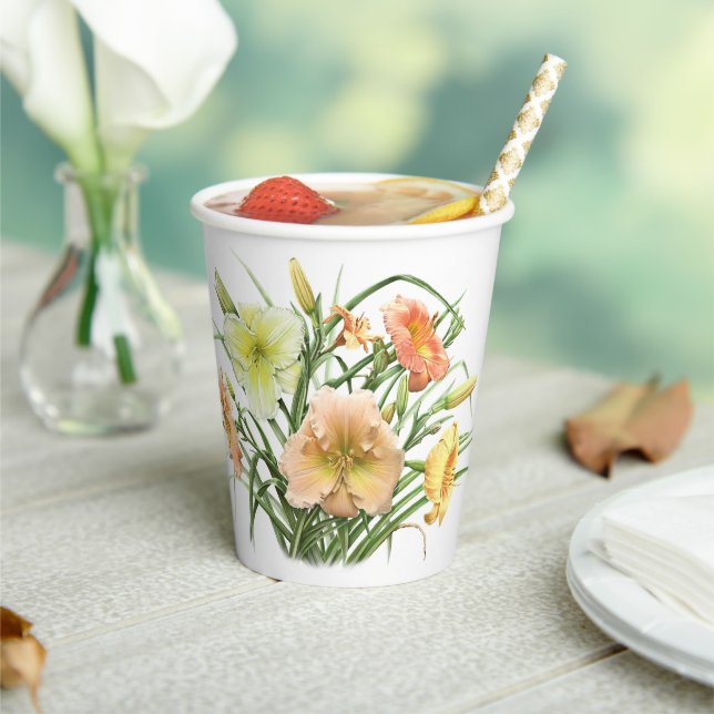 Orange Daylily Bouquet Botanical Design  Paper Cups (Insitu)