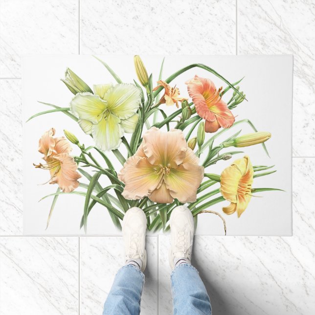 Orange Daylily Flowers Kitchen Floor or Doormat (Indoor)