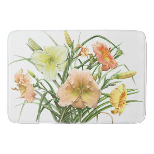 Orange Daylily Garden Floral Design Bath Mat