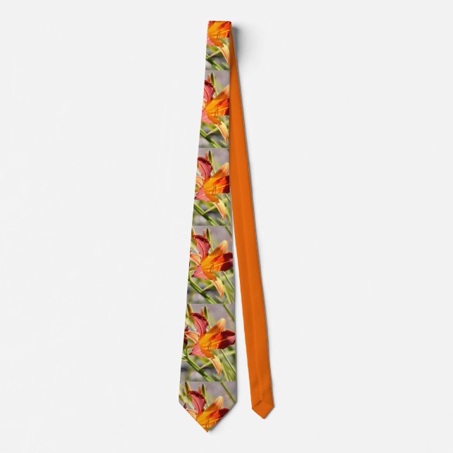 Orange daylily neck tie (Front)