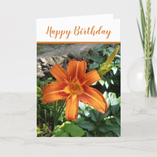 Orange Daylily Photo Happy Birthday  Card