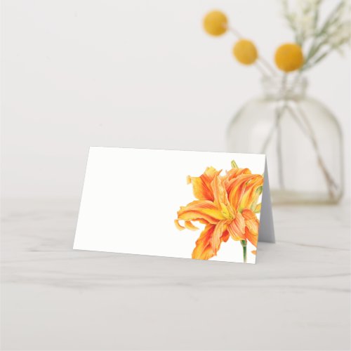 orange daylily watercolor art guest place cards