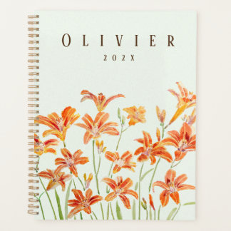 orange daylily watercolour painting planner