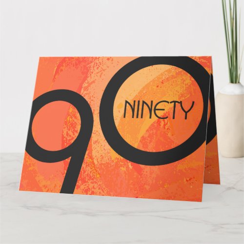 Orange Decade 90th Birthday Card