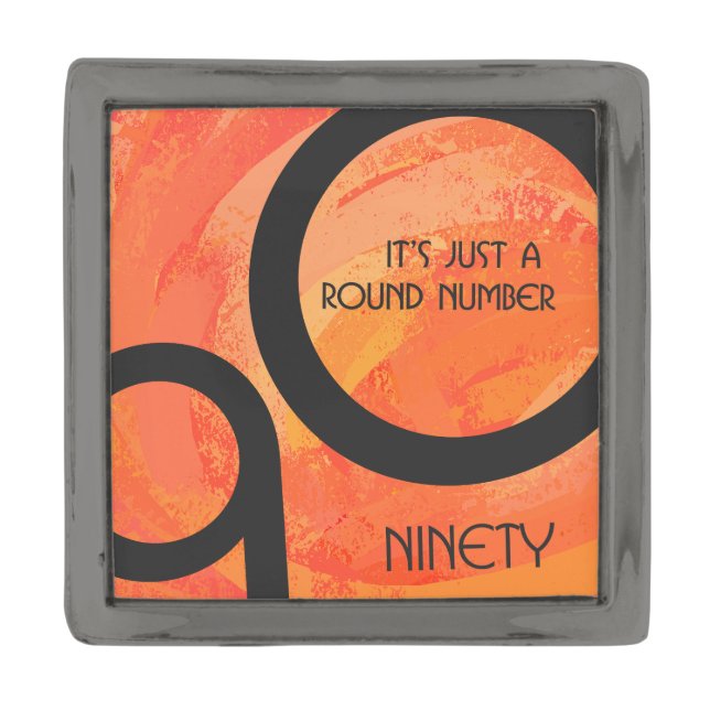 Orange Decade 90th Birthday Gunmetal Finish Lapel Pin (Front)